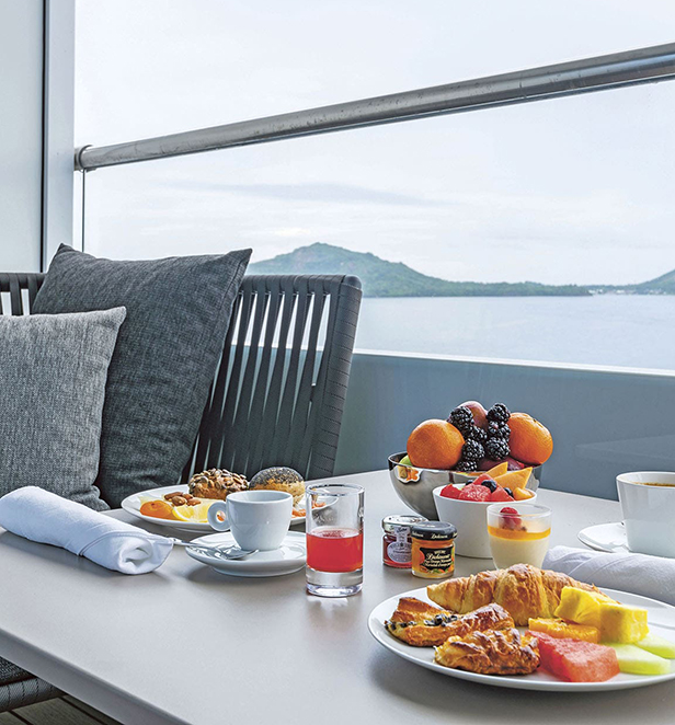 Breakfast with a view from your suite verandah 